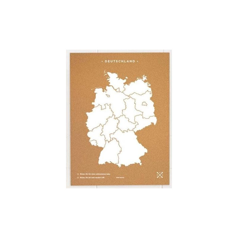 Miss Wood Karta Woody Map Countries Deutschland Cork XL white (60 x 90 cm)