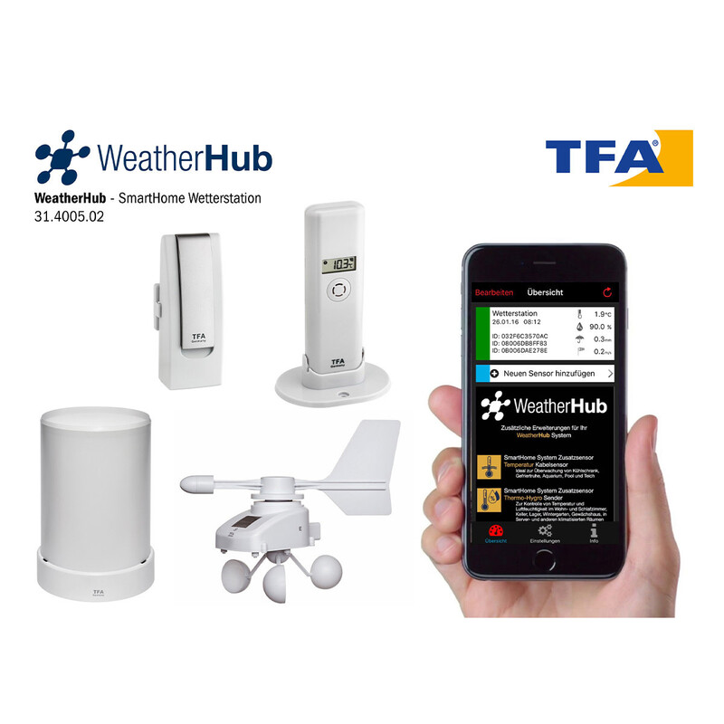 TFA Väderstationsset med klimat-, regn- och vindsändare WEATHERHUB