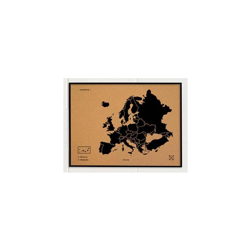 Miss Wood Kontinentkarta Woody Map Europa svart 90x60cm inramad