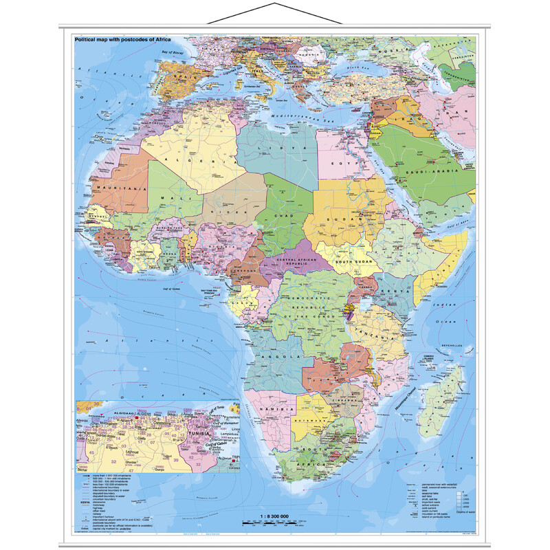 Stiefel Kontinentkarta Afrika politiskt med postnummer