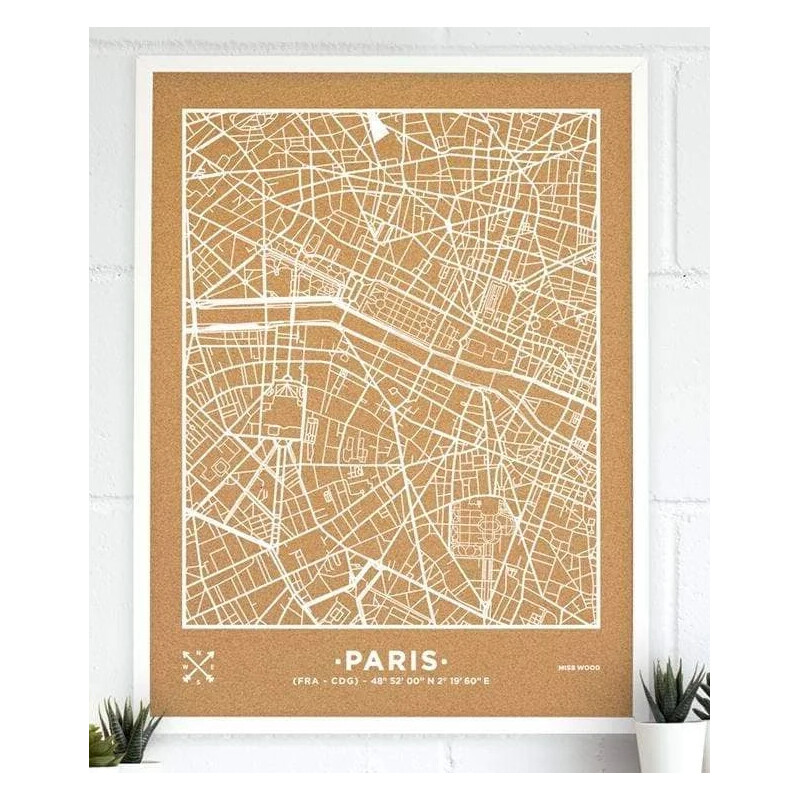 Miss Wood Regionkarta Woody Map Natural Paris XL White