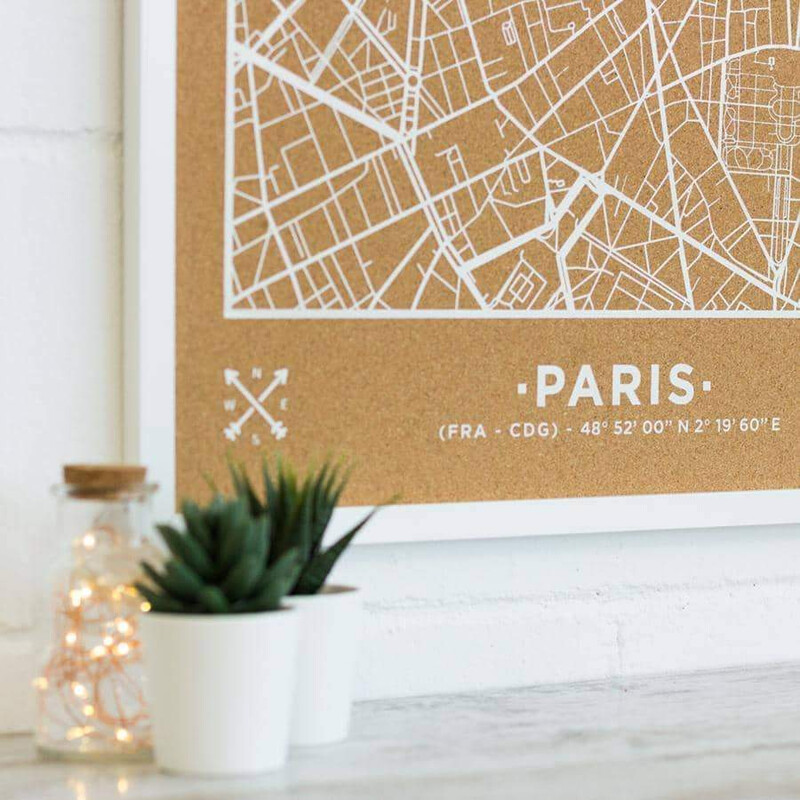 Miss Wood Regionkarta Woody Map Natural Paris XL White