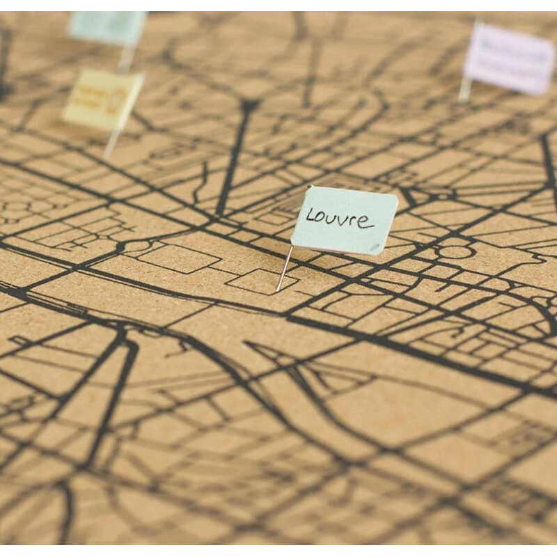 Miss Wood Regionkarta Woody Map Natural Paris XL Svart