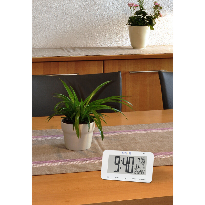 Väderstation Radiokontrollerad väckarklocka med fukt- och temperaturdisplay