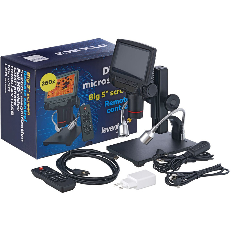 Levenhuk mikroskop DTX RC3, Digital, 5-15x opt., -260x digit.