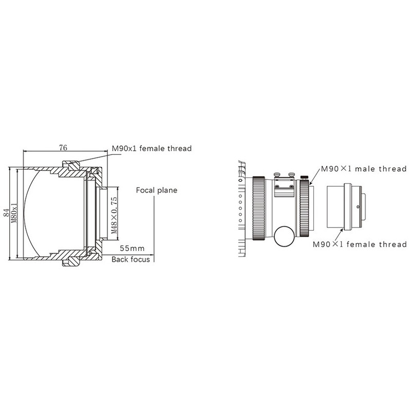 Omegon Reducer 0,7x för 108/600 Kvintupel APO