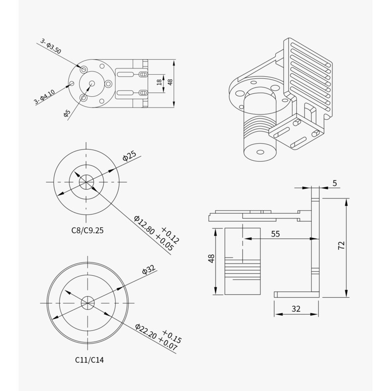 ZWO Adapter för EAF-fokusmotor till Celestron C8 & C9.25