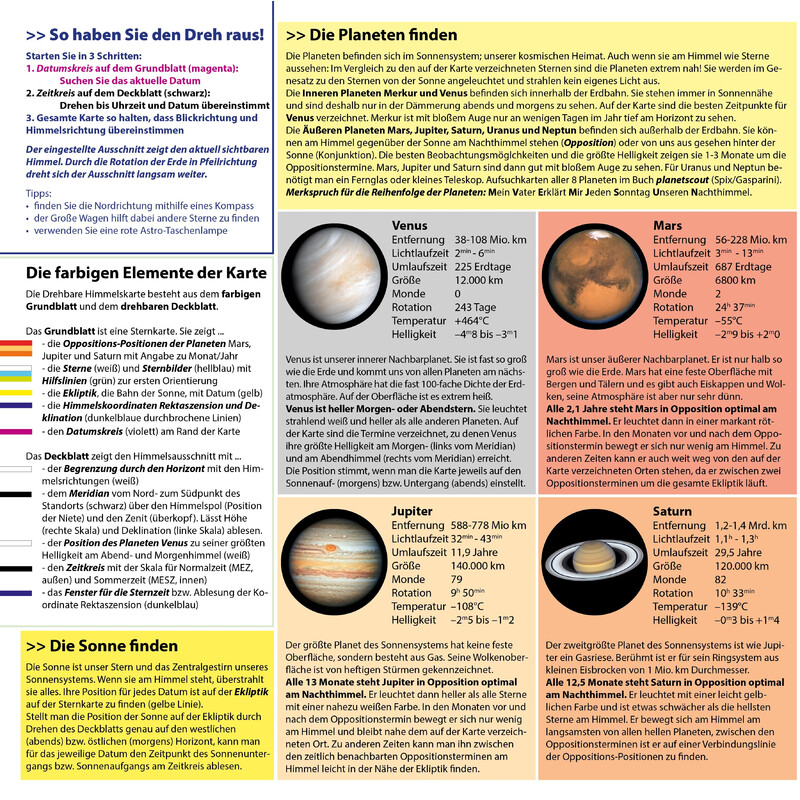 Oculum Verlag Stjärnkarta Drehbare Himmelskarte Sterne und Planeten 30cm