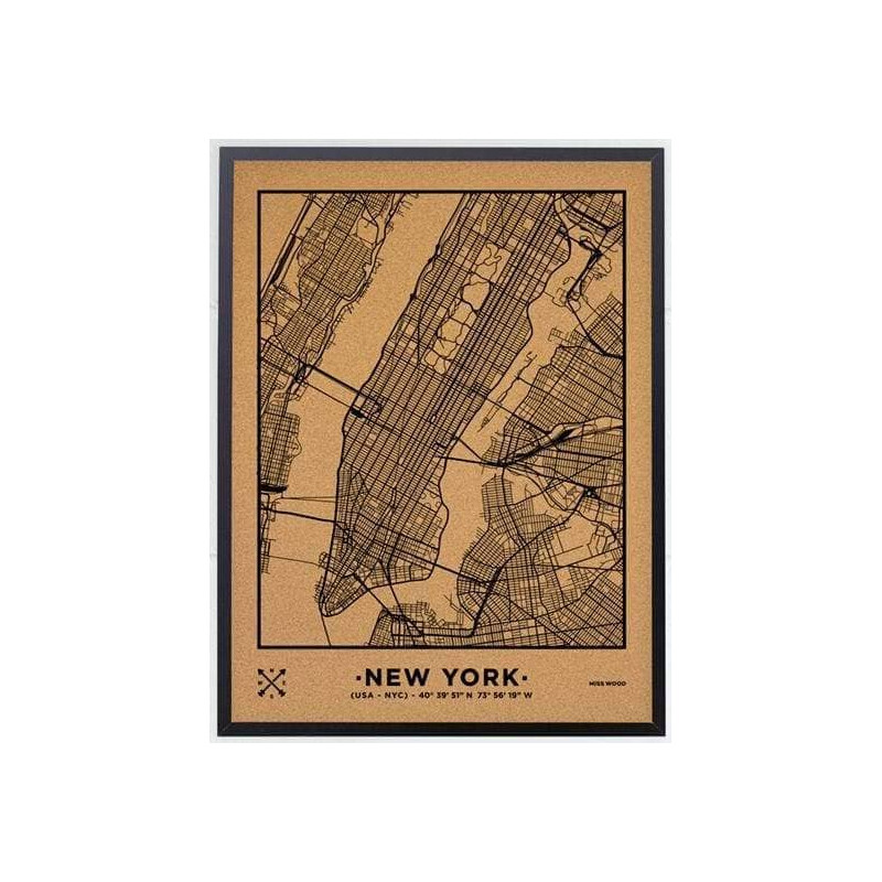 Miss Wood Regionkarta Woody Map Natural New York L Black