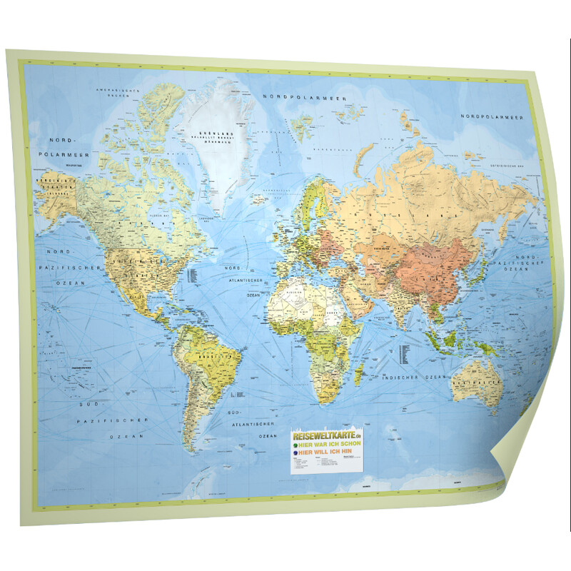 Bacher Verlag Världskarta Reiseweltkarte (138x98)