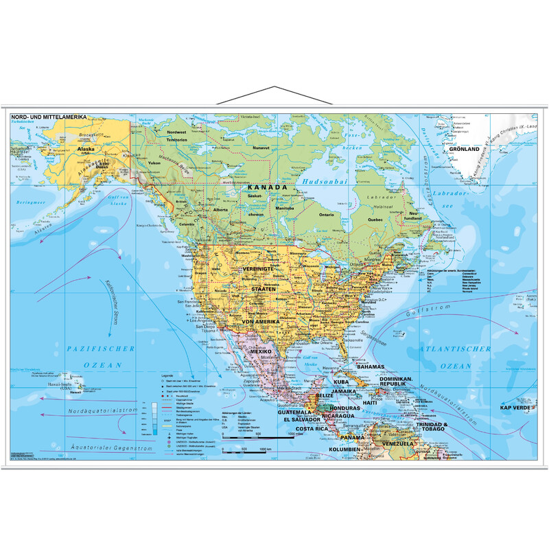 Stiefel Kontinentkarta Nord- und Mittelamerika politisch (137x89)
