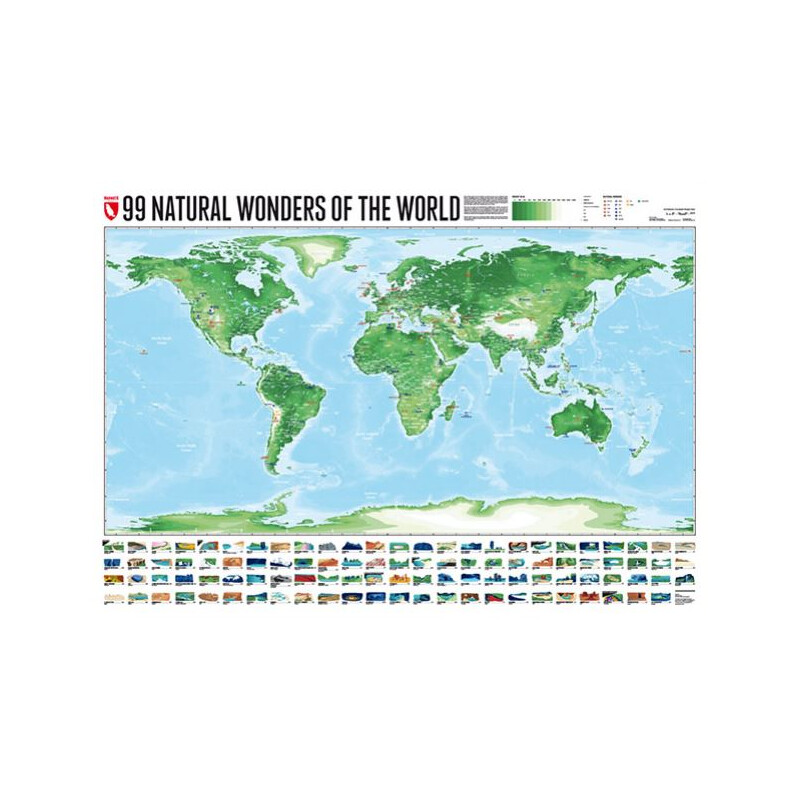 Marmota Maps Världskarta 99 Naturral Wonders (100x70)