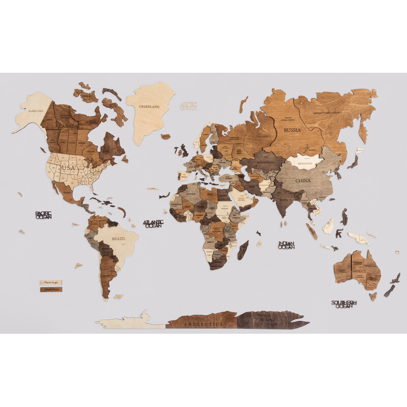 Miss Wood Världskarta Woody Map 3D
