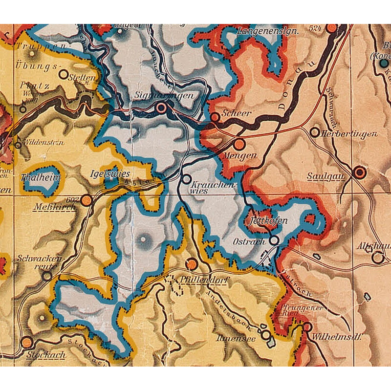 Kastanea Regionkarta Historische Baden-Württembergkarte von 1910 (85 x 96 cm)