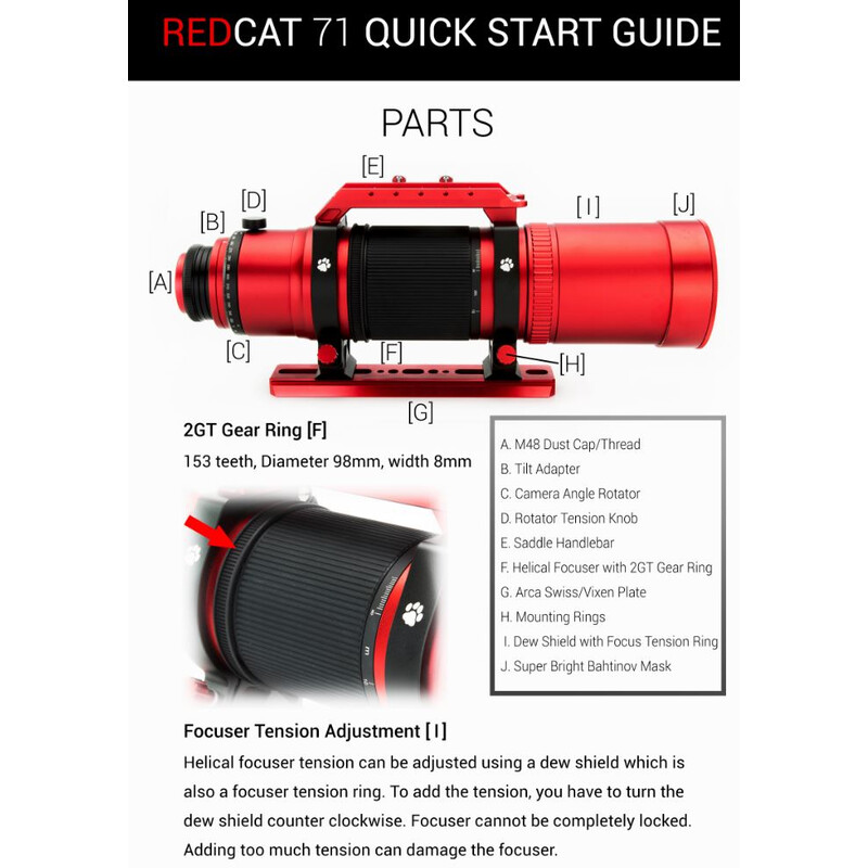 William Optics Apokromatisk refraktor AP 71/350 RedCat 71 OTA