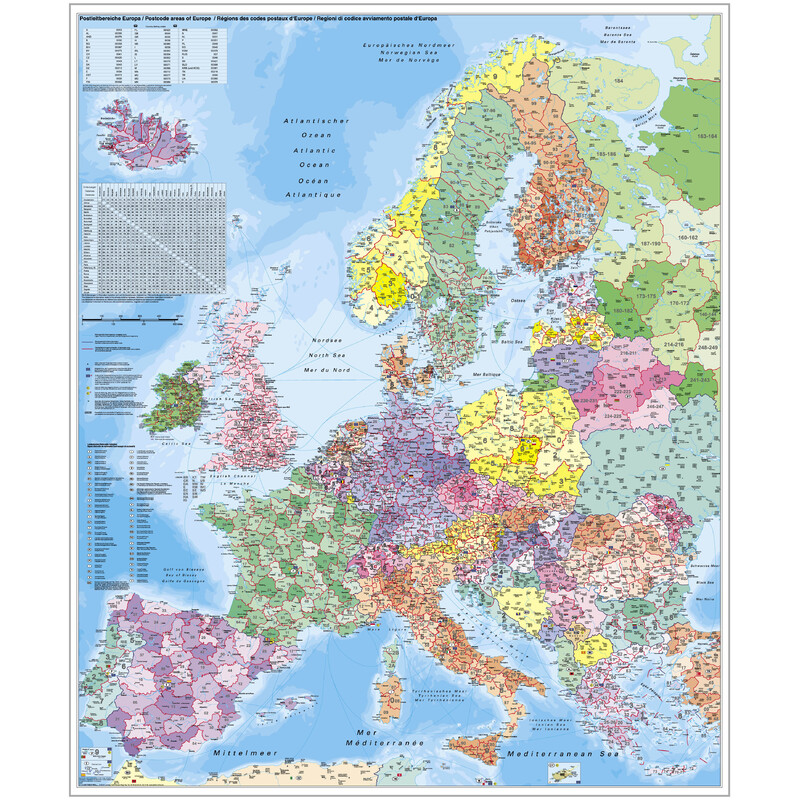 Stiefel Kontinentkarta Postnummer Europa (97 x 119 cm)