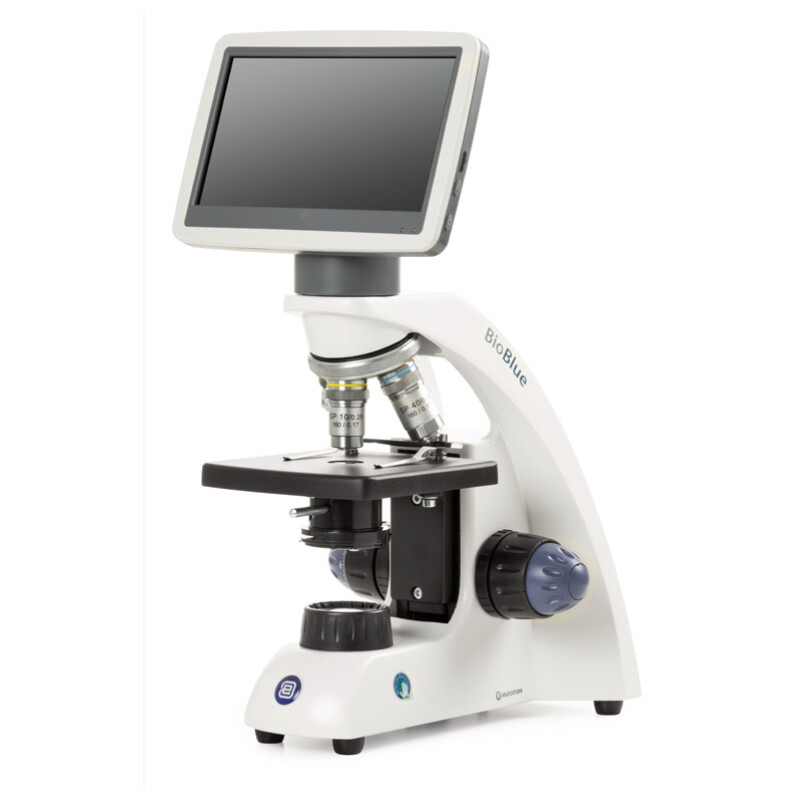 Euromex Mikroskop BioBlue, BB.4200-LCD, 7 tums LCD-skärm, SMP Objektiv 4/10/S40x, DIN, 40x - 400x, 10x/18, LED, 1W, Objektbord