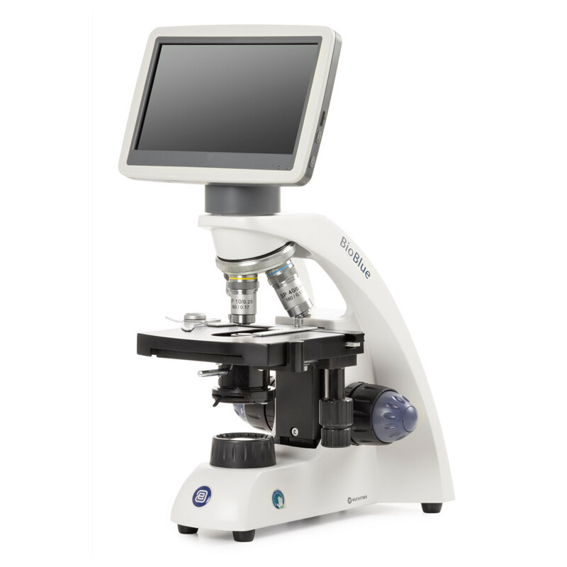 Euromex Mikroskop BioBlue, BB.4220-LCD, 7 tums LCD-skärm, SMP Objektiv 4/10/S40x, DIN, 40x - 400x, 10x/18, LED, 1W, Korsbord