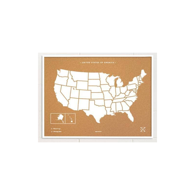 Miss Wood Karta Woody Map Länder Förenta Staterna USA (90 x 60 cm)