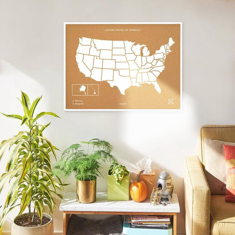 Miss Wood Karta Woody Map Länder Förenta Staterna USA (90 x 60 cm)