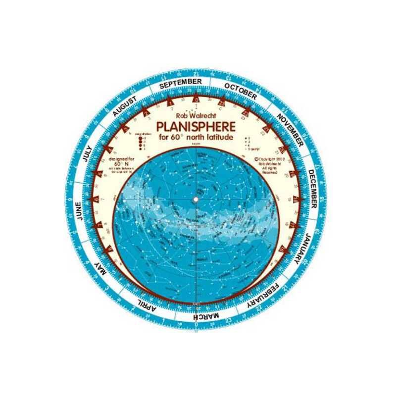 Rob Walrecht Stjärnkarta Planisphere 60°N 25cm