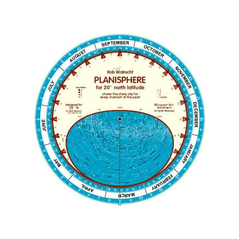 Rob Walrecht Stjärnkarta Planisphere 20°N 25cm