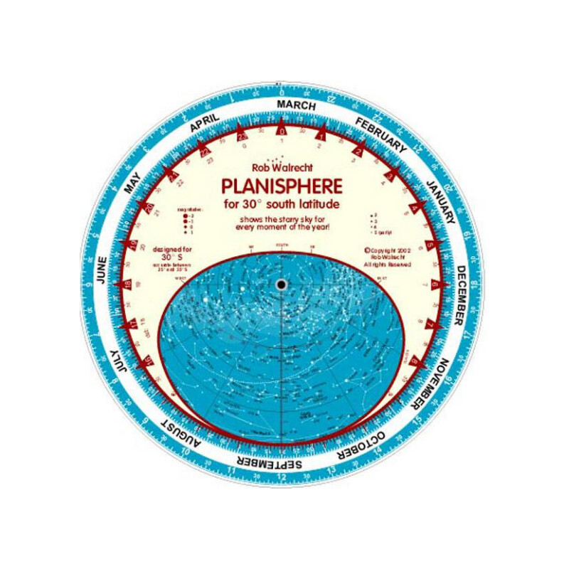 Rob Walrecht Stjärnkarta Planisphere 30°S 25cm