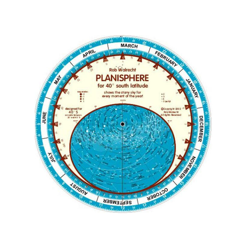 Rob Walrecht Stjärnkarta Planisphere 40°S 25cm