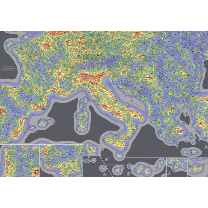 Oculum Verlag Kontinentkarta Sky Quality Map Europe