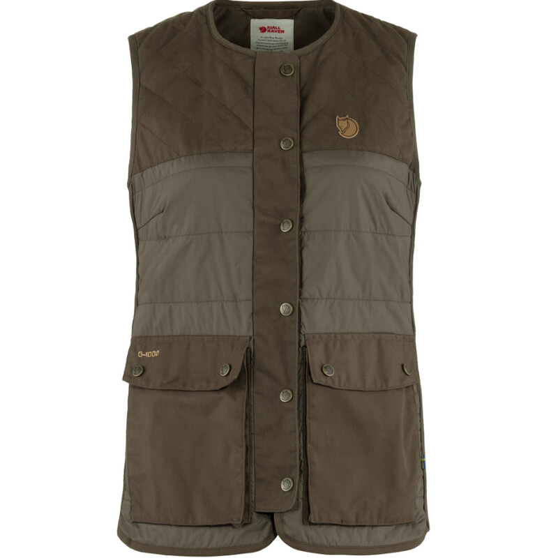 Fjällräven Forest Wool vadderad väst W, 633 Dark Olive, L