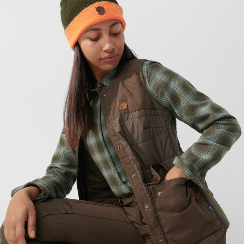 Fjällräven Forest Wool vadderad väst W, 633 Dark Olive, L