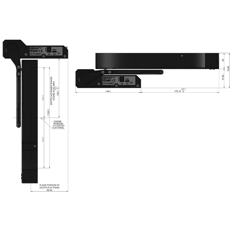 PrimaLuceLab Flatfield-mask GIOTTO 220 med ALTO teleskopiskt skydd