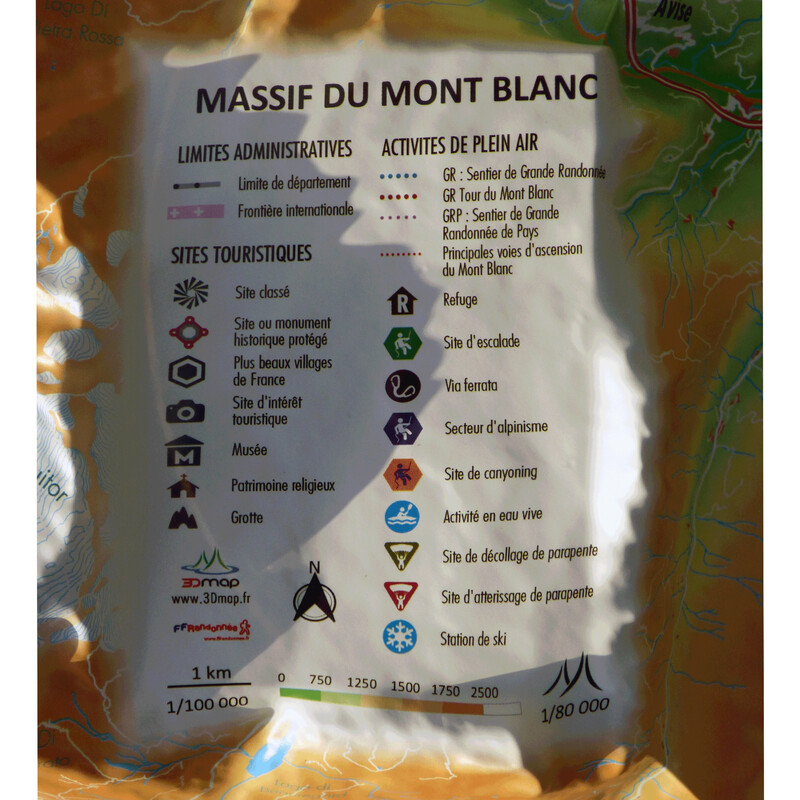 3Dmap Regionkarta Massif du Mont Blanc (61 x 41 cm)