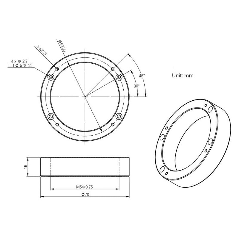 ZWO Adapter D70-M54F