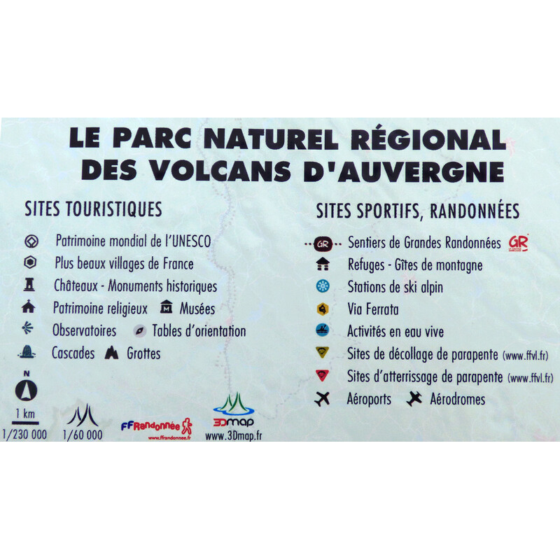 3Dmap Regionkarta Le Parc Naturel Régional des Volcans d'Auvergne