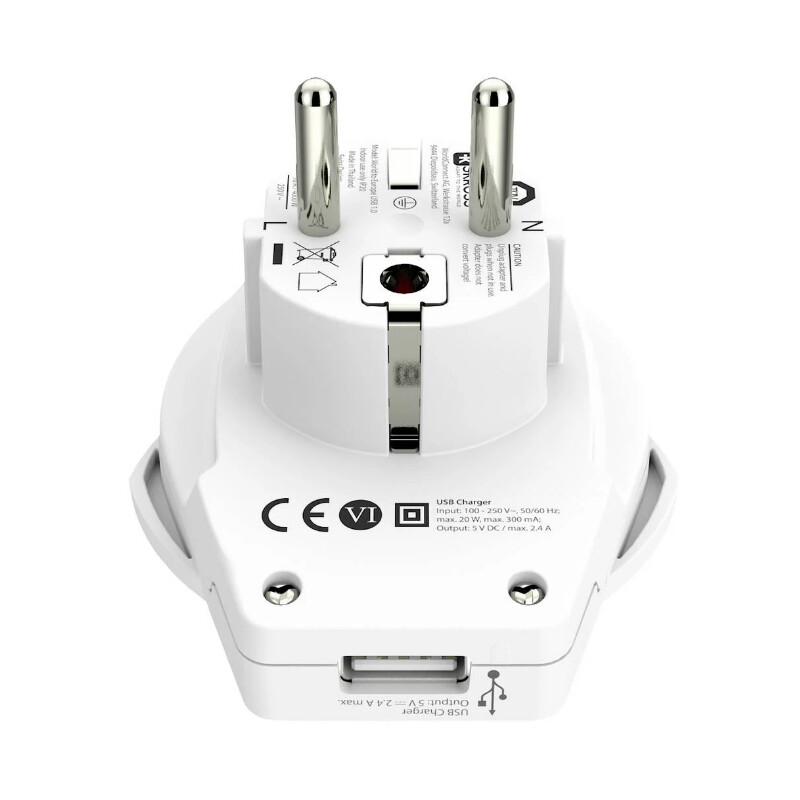 Skross Strömförsörjningsenhet Reseadapter World to Europe USB 1.0