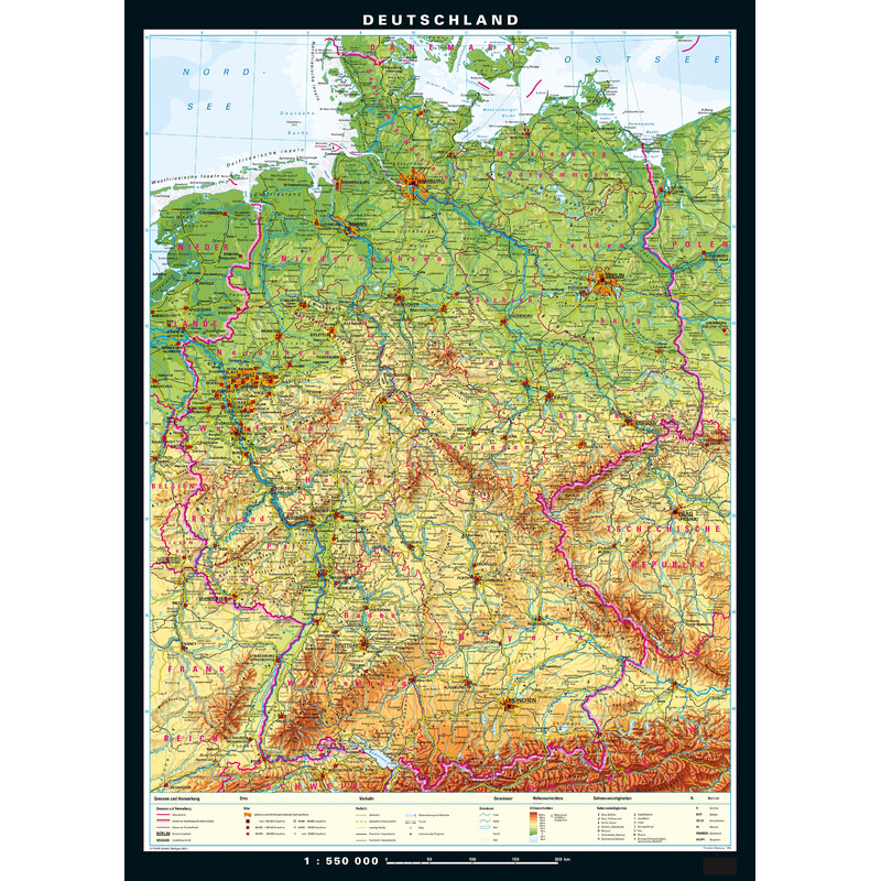 PONS Karta Tyskland fysiskt och politiskt (133 x 186 cm)