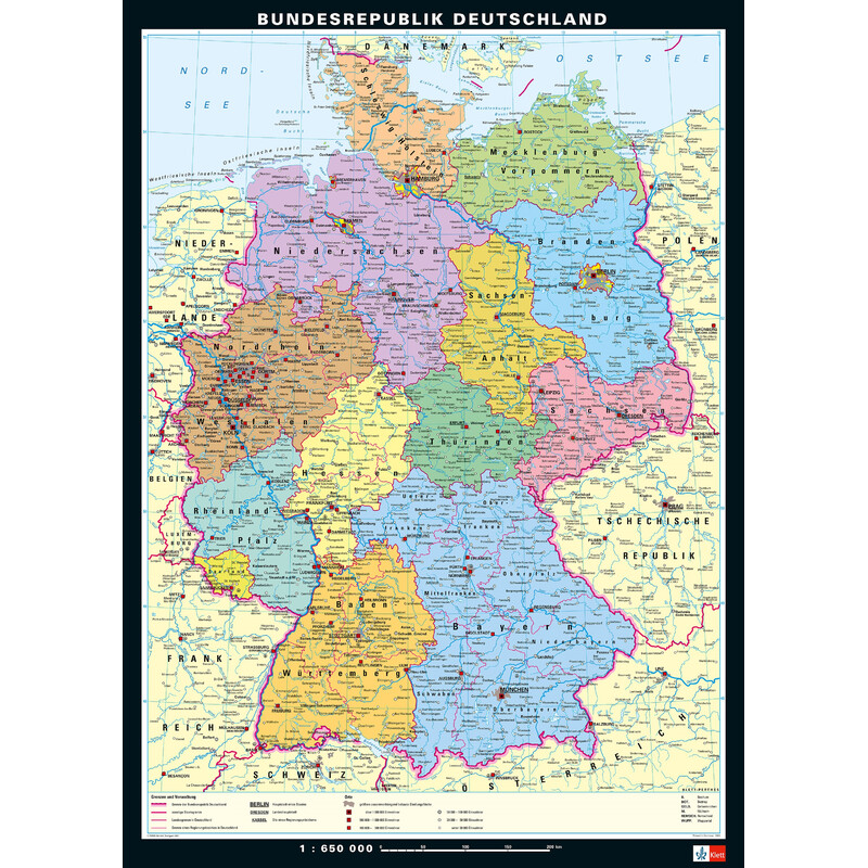 PONS Karta Tyskland fysiskt och politiskt (113 x 157 cm)