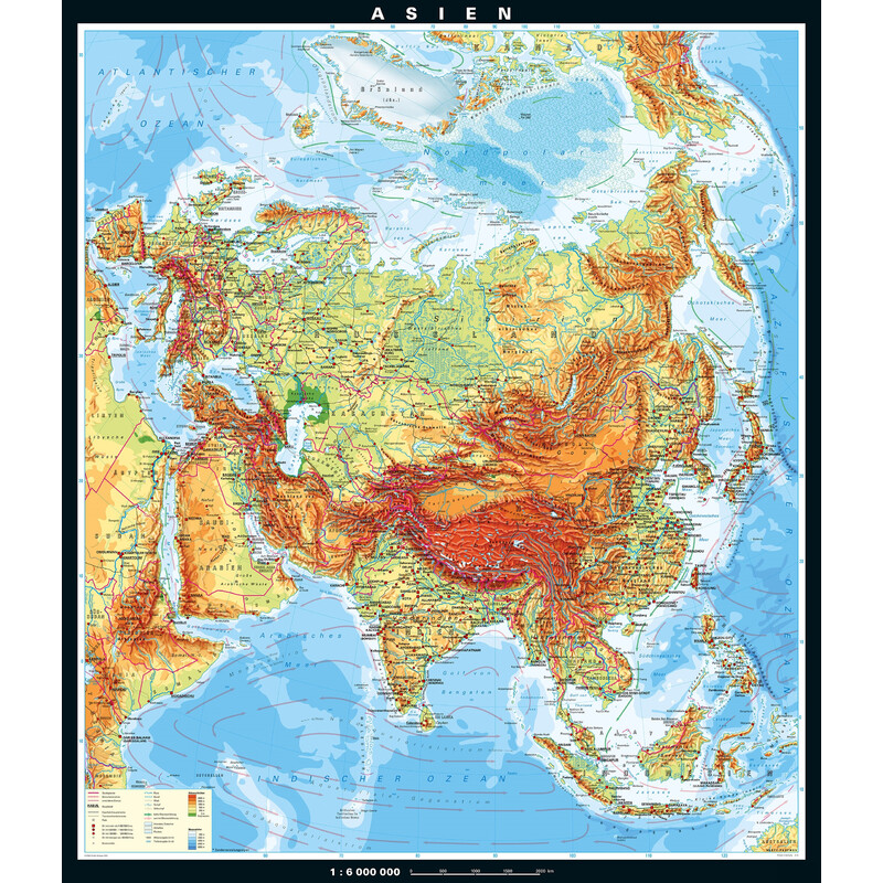 PONS Kontinentkarta Asien fysiskt (196 x 228 cm)