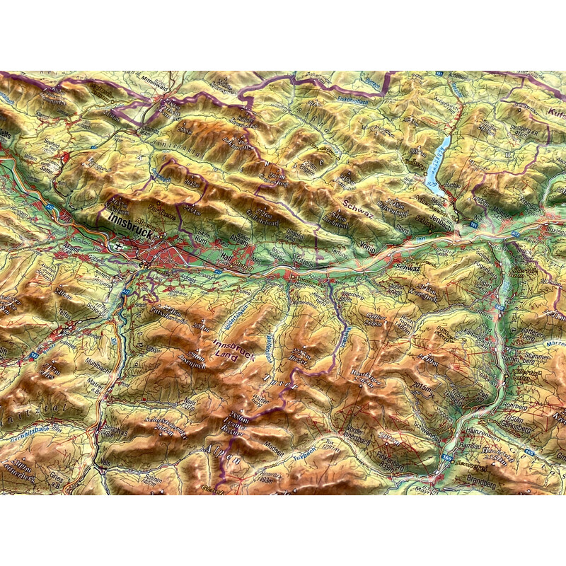 Georelief Regionkarta Tyrol (77 x 57 cm) 3D-reliefkarta