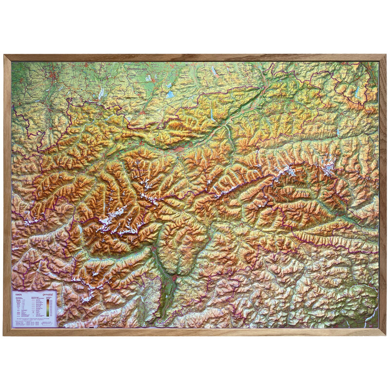 Georelief Regionkarta Tirol (77 x 57 cm)