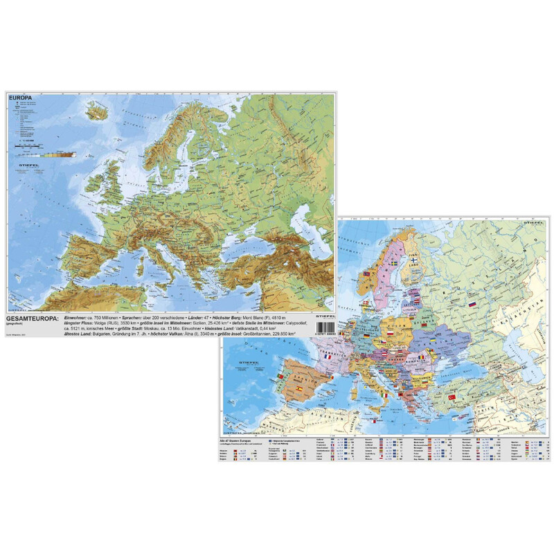 Stiefel Skrivunderlägg Europa physisch/politisch 54 x 40 cm