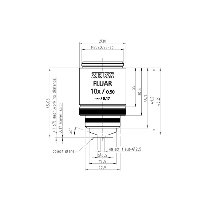 ZEISS Objektiv Fluar 10x/0,5, wd=1,6mm