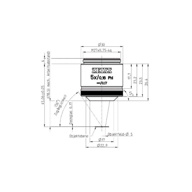 ZEISS Objektiv EC Plan-Neofluar, Ph1 5x/0,16 wd=18,5mm