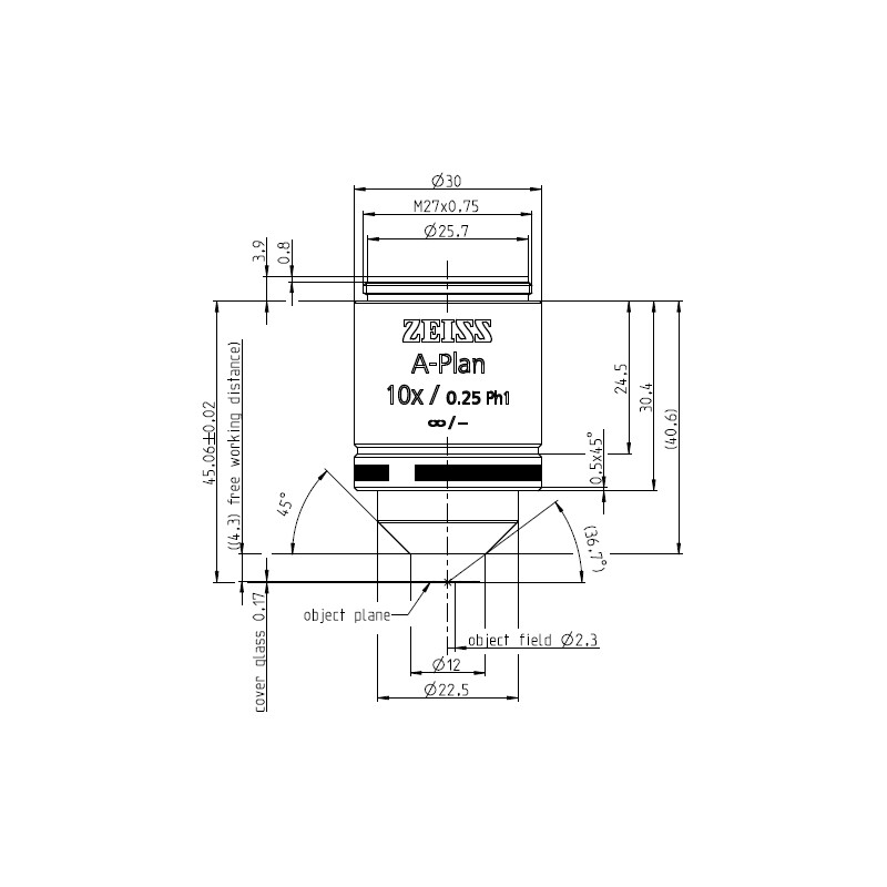 ZEISS Objektiv A-Plan 10x/0,25 Ph1 bd=4,3mm