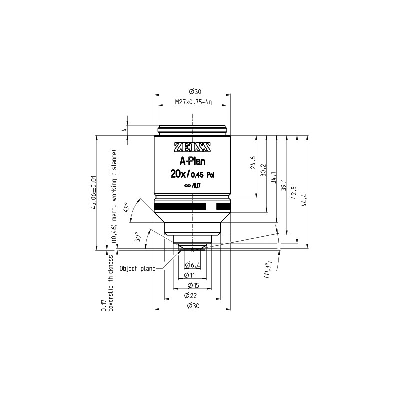 ZEISS Objektiv A-Plan 20x/0,45 Pol wd=0,46mm