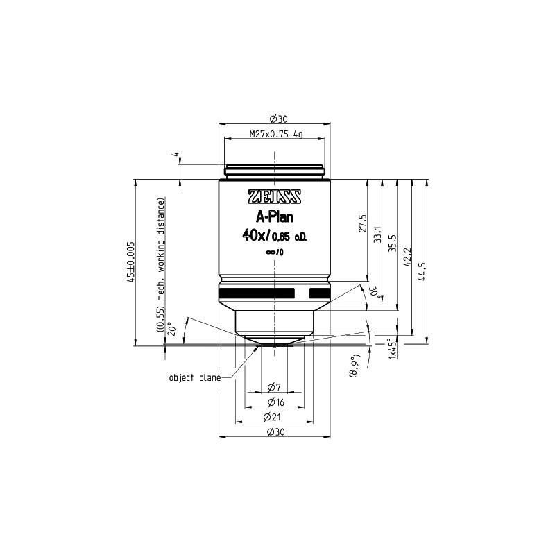 ZEISS Objektiv A-Plan 40x/0,65 D=0 wd=0,55mm