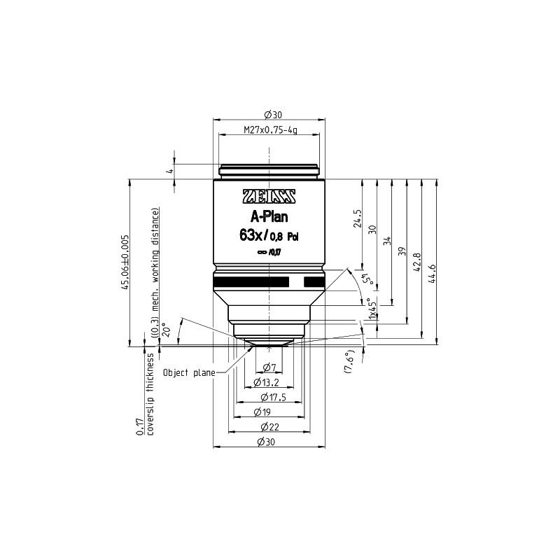 ZEISS Objektiv A-Plan 63x/0,8 Pol wd=0,30mm