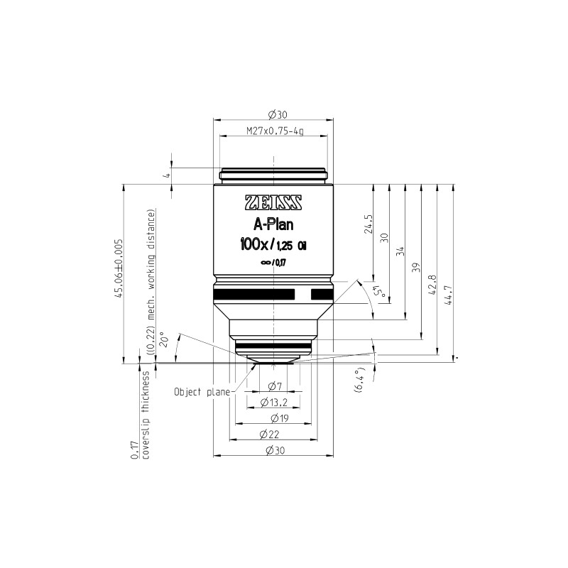 ZEISS Objektiv A-Plan 100x/1,25 Olja bd=0,22mm