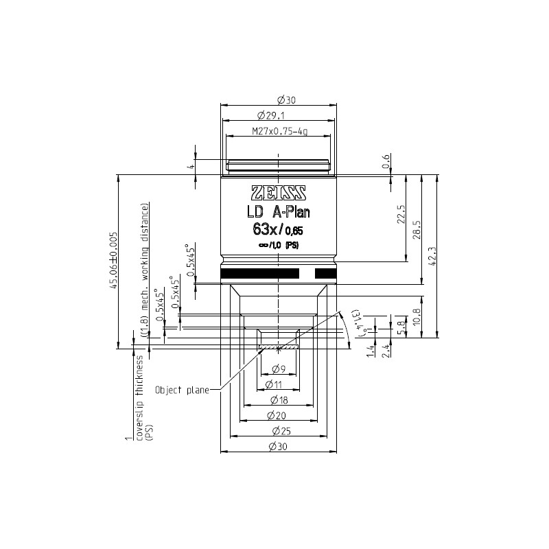 ZEISS Objektiv LD A-Plan 63x/0,65 wd=1,8mm